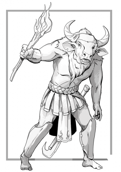 DND Minotaur coloring page image