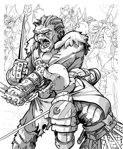 DnD Orc coloring page image
