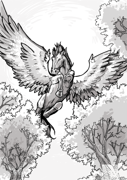 DnD Pegasus coloring page image