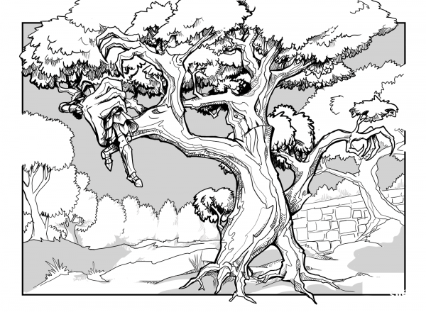DnD Treant coloring page image