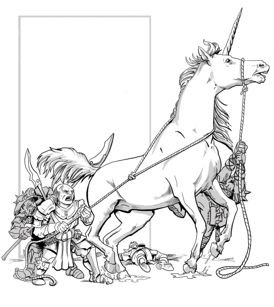 DnD Unicorn coloring page image