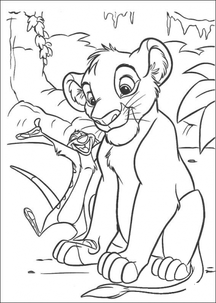Do not be sad, Simba! coloring page image