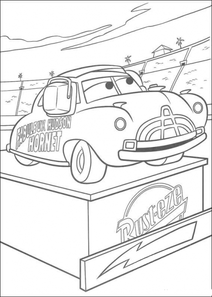 Doc Hudson on a pedestal coloring page image