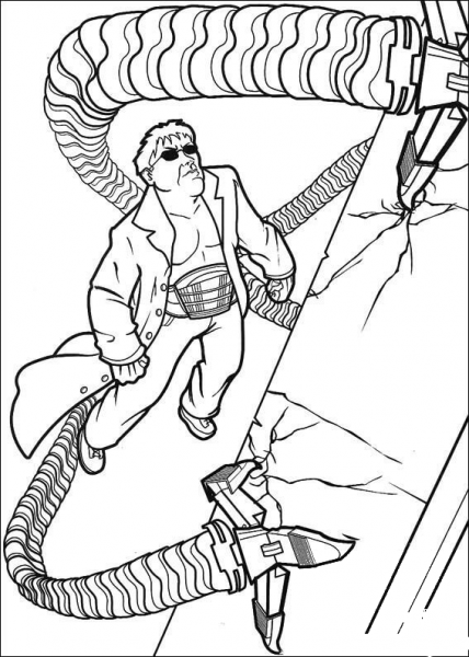 Doctor Octopus Is Climbing The Building coloring page image