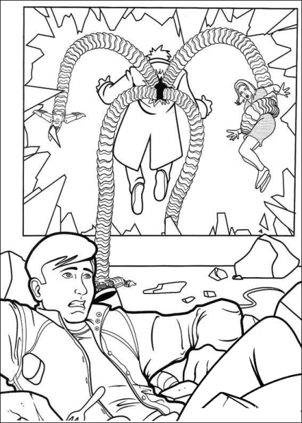 Doctor Octopus is taking the hostage coloring page image