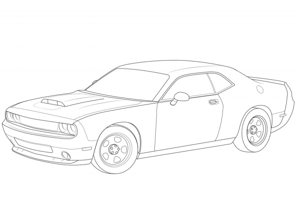 Dodge Challenger 2018 coloring page image