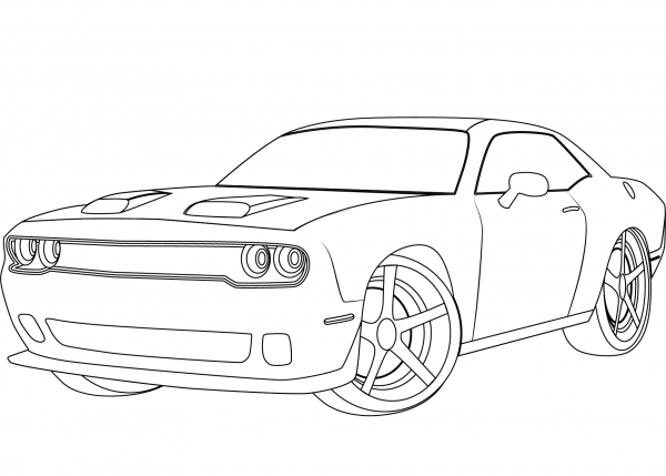 Dodge Challenger Hellcat coloring page image