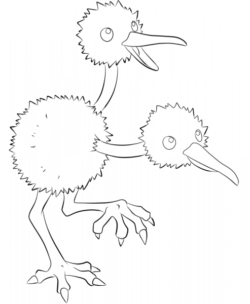 Doduo coloring page image