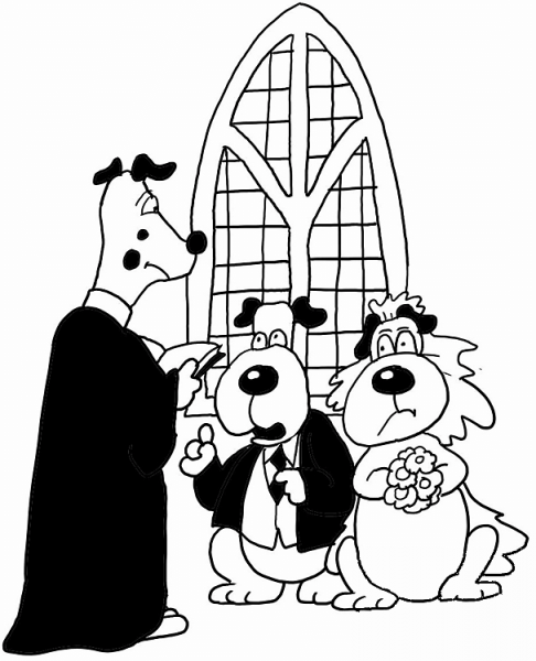 Dog’s Wedding ceremony In The Church   coloring page image
