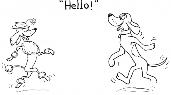 Dog Says Hello! coloring page image