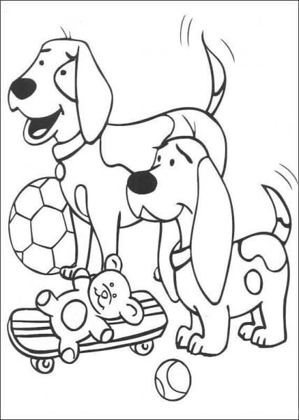 Dogs and Toys  coloring page image