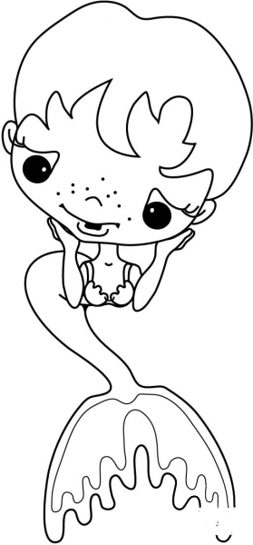 Doll Mermaid with Short Haircut coloring page image