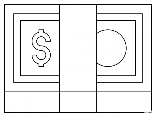 Dollar Banknote coloring page image