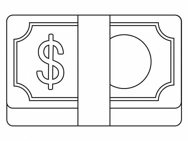 Dollar Banknote Emoji coloring page image