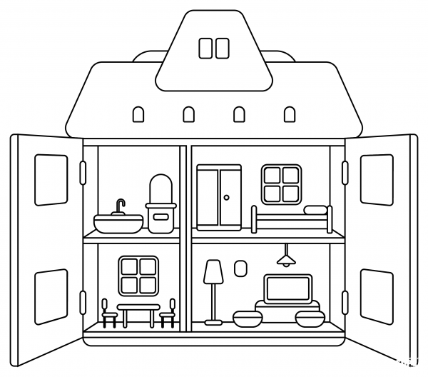 Dollhouse coloring page image