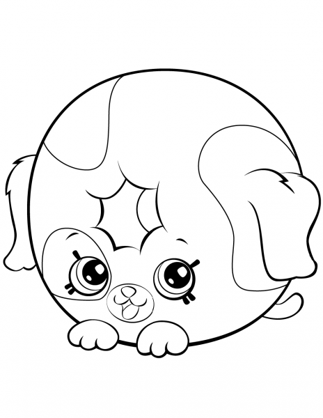 Dolly Donut Dog Shopkin coloring page image