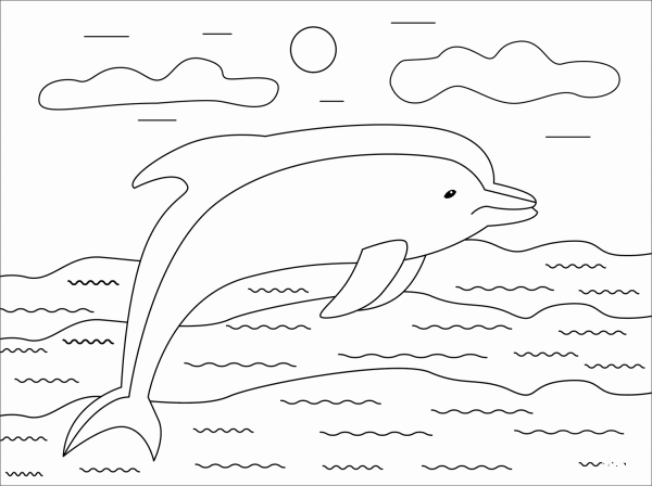 Dolphin coloring page image