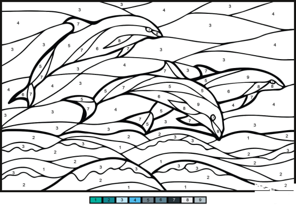 Dolphines Color by Number image
