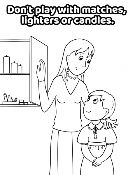 Don’t Play with Matches, Lighters or Candles coloring page image