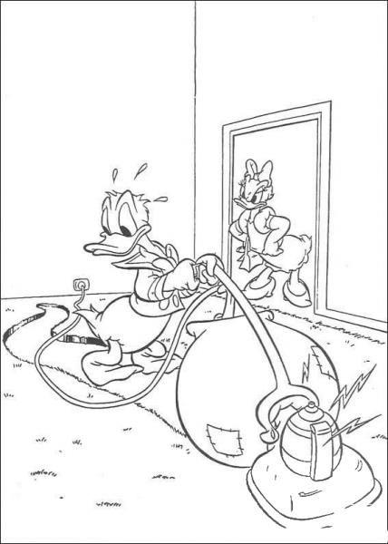 Donal and Vacuum Cleaner coloring page image