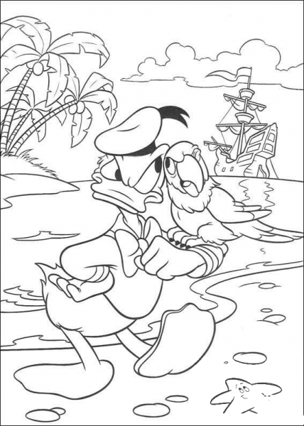 Donald And Bird  coloring page image