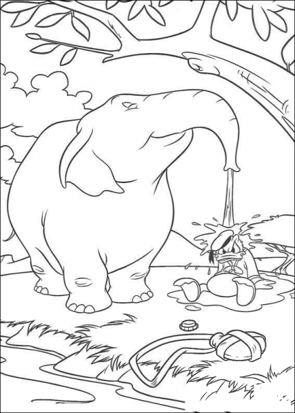 Donald And Elephant  coloring page image