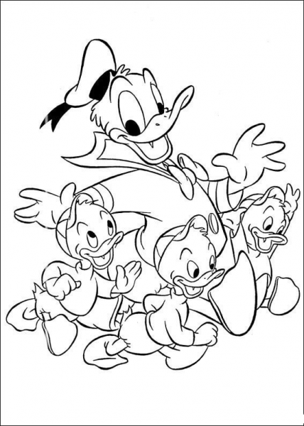Donald And His Nephews  coloring page image