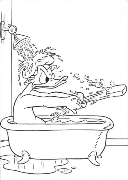 Donald In a Bathtub  coloring page image