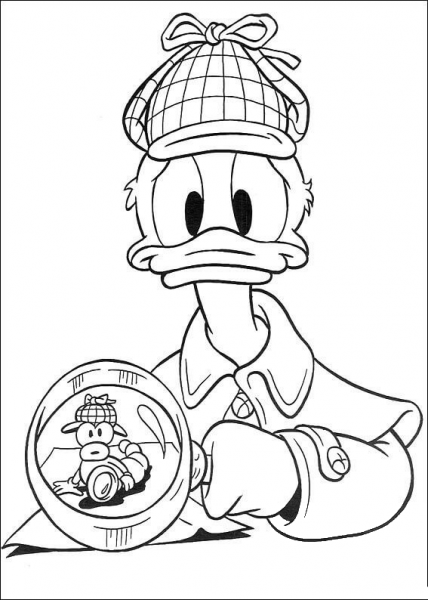 Donald plays Sherlock Holmes coloring page image