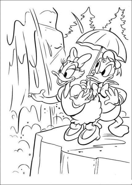 Donald With Daisy  coloring page image