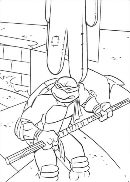 Donatello with a bÅ weapon coloring page image