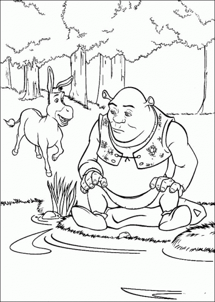 Donkey And Shrek  coloring page image