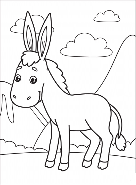 Donkey coloring page image
