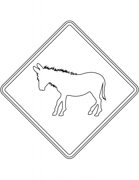 “Donkey Crossing” Sign in the USA coloring page image