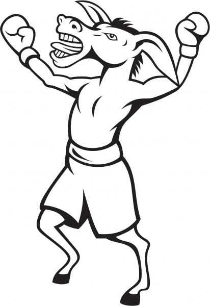 Donkey Democrat Boxer Celebrates the Victory coloring page image