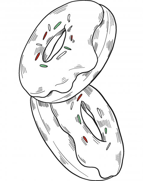 Donuts coloring page image