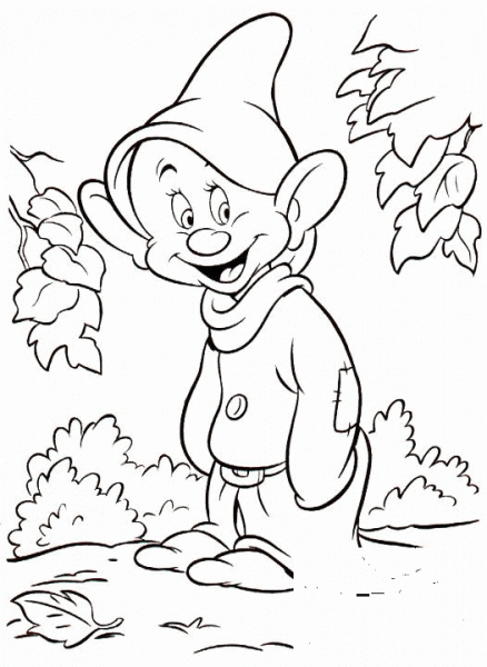 Dopey dwarf coloring page image