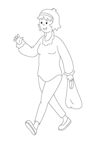 Doris Carries Her Bag Along The Street coloring page image