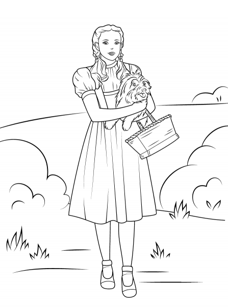 Dorothy Holding Toto coloring page image