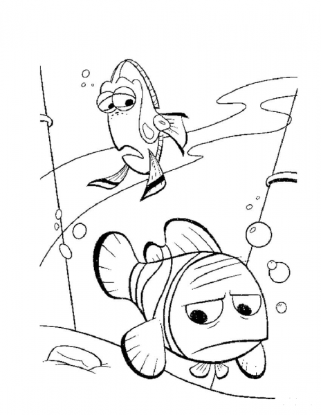 Dory and Nemo coloring page image