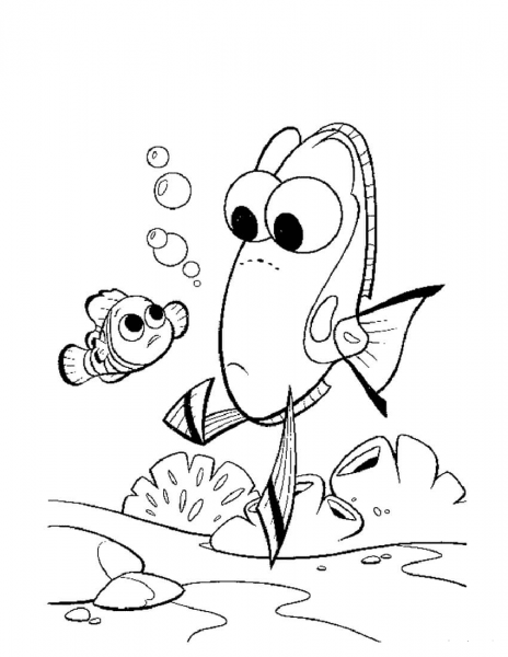 Dory and Nemo  coloring page image
