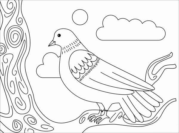Dove coloring page image