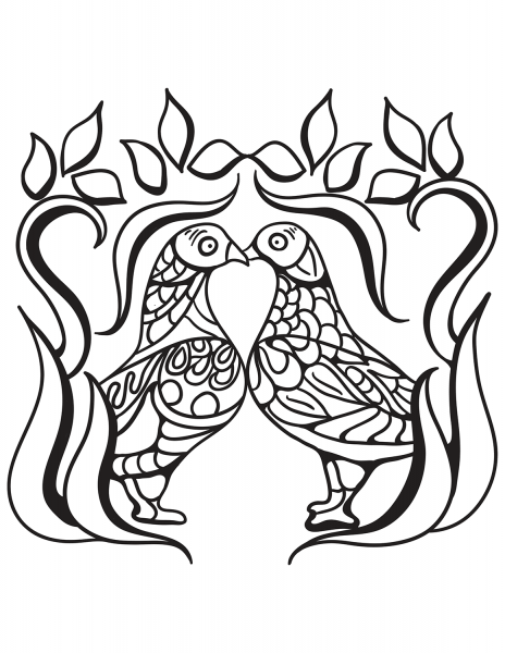 Dove Couple coloring page image