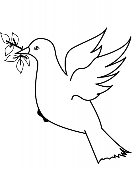 Dove with leaves coloring page image