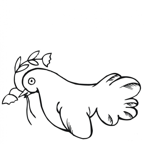 Dove with Olive Branch coloring page image