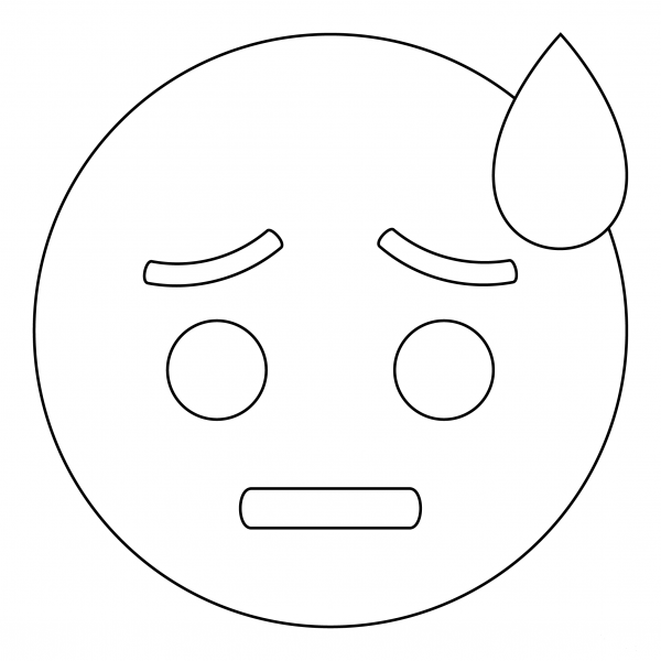 Downcast Face with Sweat coloring page image