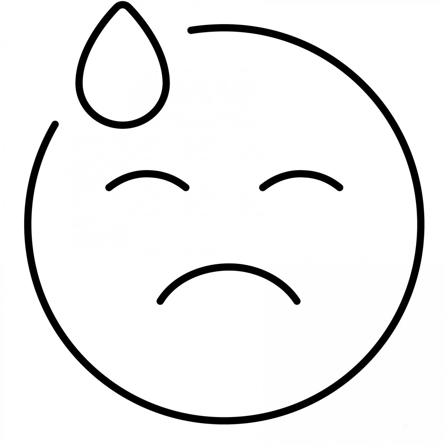 Downcast Face with Sweat Emoji coloring page - ColouringPages
