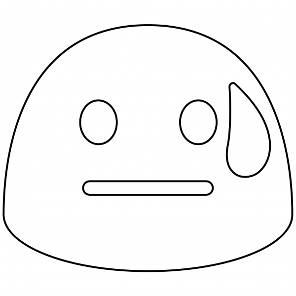 Downcast Face with Sweat Emoji coloring page image