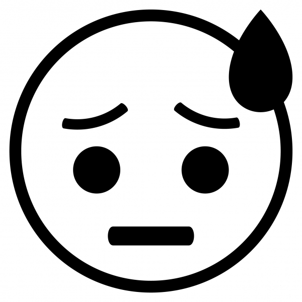 Downcast Face with Sweat Emoji coloring page image
