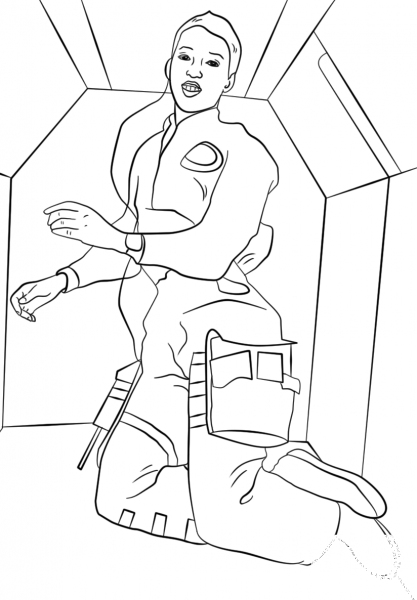 Dr. Mae C. Jemison in Space coloring page image
